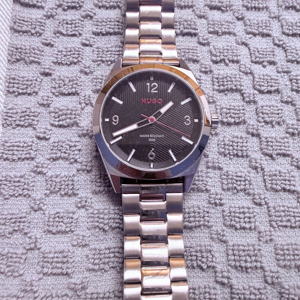 HUGO Black Dial Silver Men's Watch